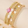 14K Gold Plated Pearl Beaded Cross Bracelets Stack Set for Women,Stretch Boho Colorful Christian Beads Ball Jewelry Friendship Summer Trendy Gift