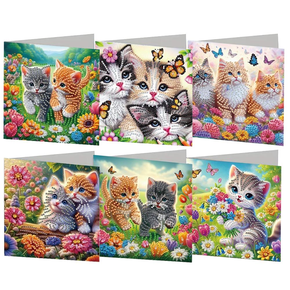 6PCS DIY Xmas Designs Rhinestone Diamond Art Mosaic Postcards Diamond Art Handmade Cards Thank You Cards and Holiday Blessings