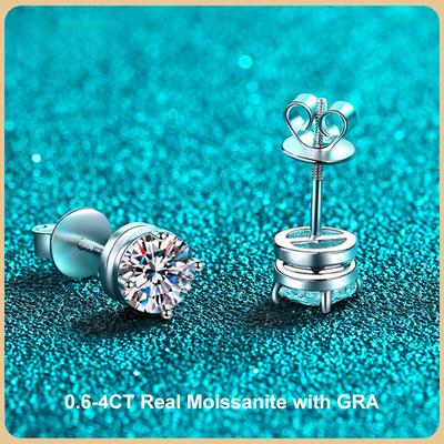 Boucles d'oreilles scintillantes en Moissanite 0.6-4CT pour femmes, bijoux fins de fête, en argent Sterling S925, en diamant avec GRA