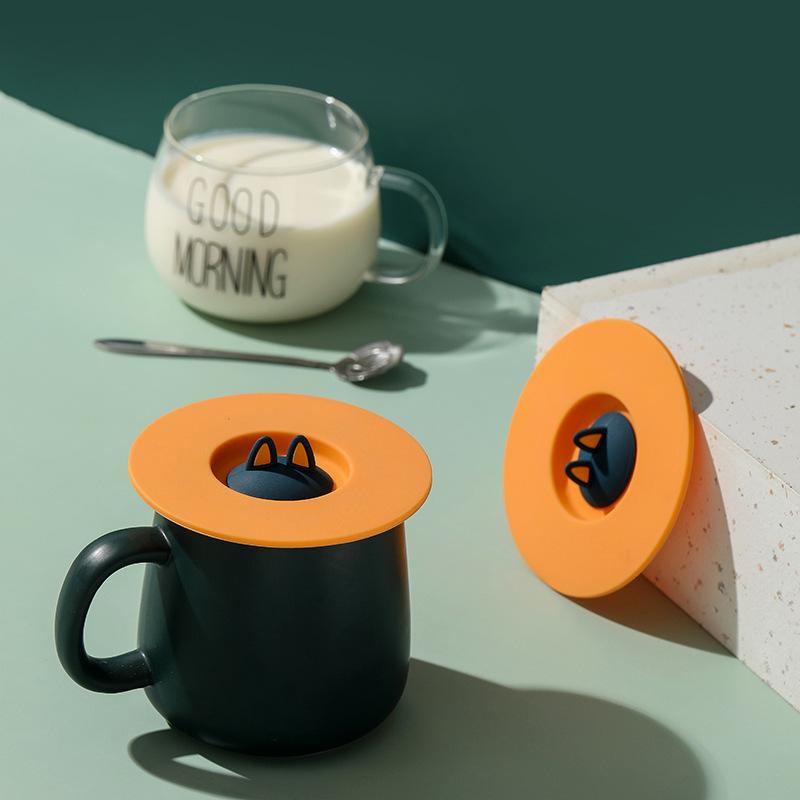 Creative Cat Ear Silicone Lid Leak-proof Dust-proof Fresh-keeping Lid Mug Ceramic Cup Teacup Water Cup Universal Lid.