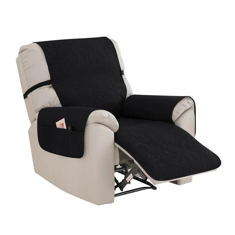 1 Seat Quilted Recliner Sofa Cover Dogs Pets Anti-Slip Chair Covers with Elastic Strap Anti-wear Lazy Boy Armchair Slipcovers
