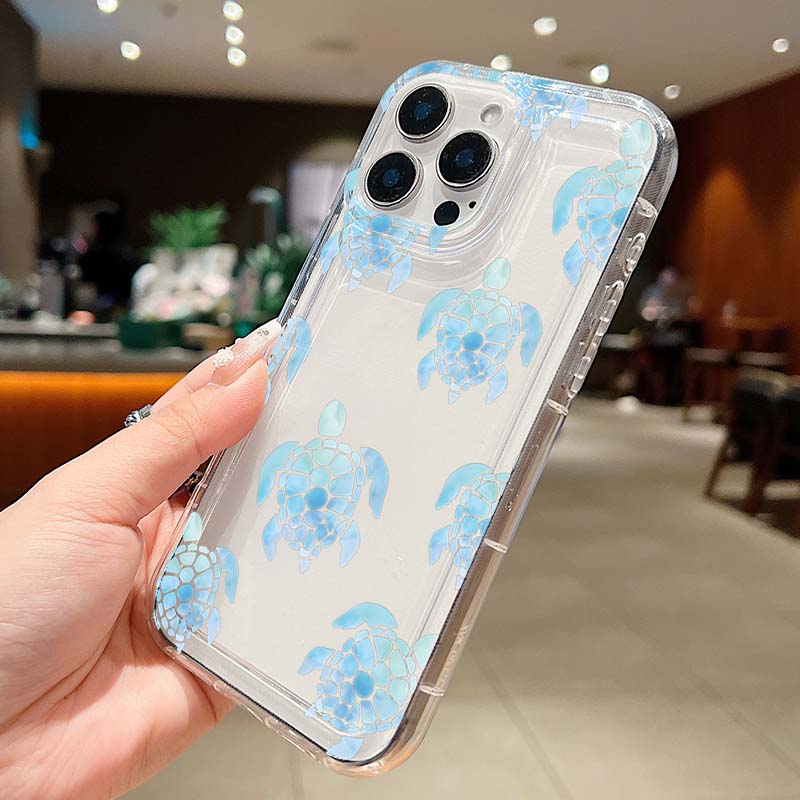Turtle Stripe Print Clear Phone Case For Samsung S25 5G Cases Galaxy S24 Ultra S23 S22 Plus S21 FE A55 A54 A53 A52 A35 A34 Cover
