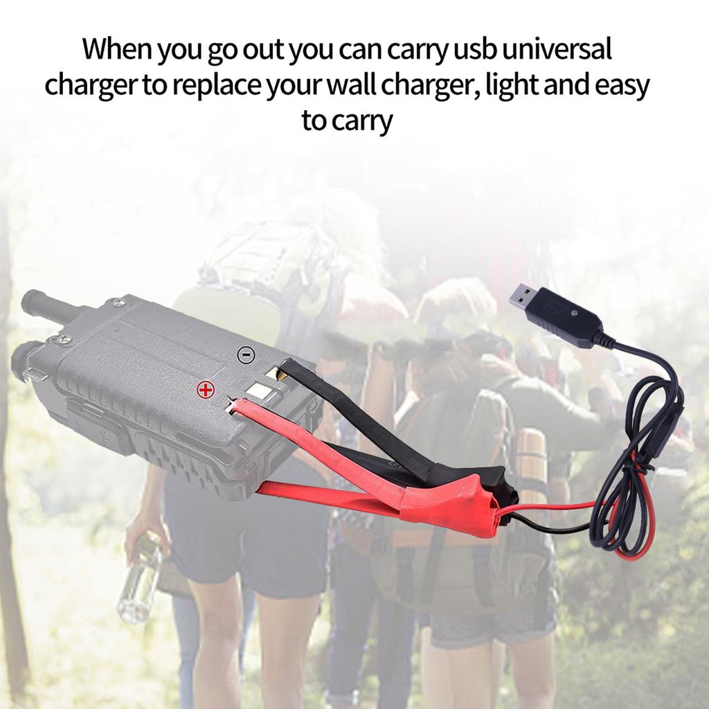 USB Ladekabel für UV-5R UV-82 BF-888S TYT-Retevis Funkgerät Transceiver Ladeclip Klemme mit Kontrollleuchte