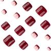 Red Short Square Press-on Nails for Hands & Feet - French Nail Art