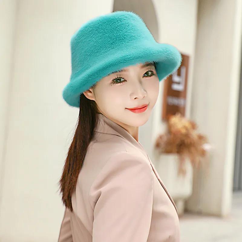 

WTEMPO Women s Versatile Plush Retro Elegant Warm Thickened Hats Soft Solid Color Autumn Winter Casual Windproof Cold-proof Hats 1pc циан