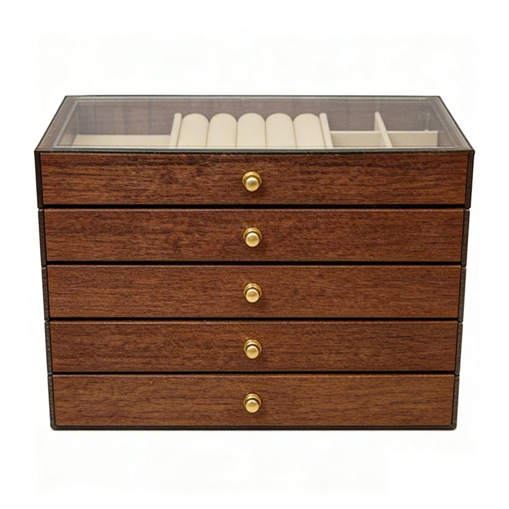 Jewelry Storage Box Minimalist Wood Lining Large Capacity Jewelry Box for Rings Necklaces Earrings