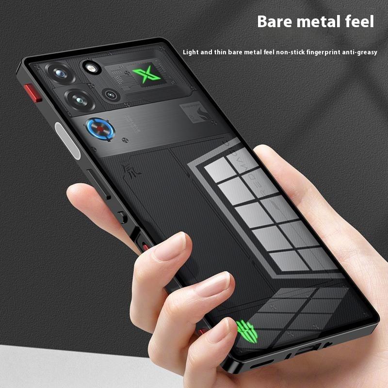 Funda para ZTE nubia Red Magic 10 Pro 5G Marco de Metal Cubierta Trasera de Cristal para Teléfono con Tecla de Hombro para Juegos