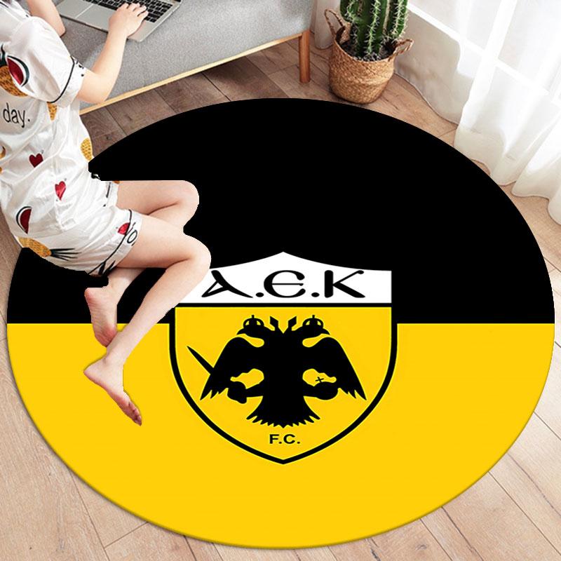 AEK Athens F.C Round Area Rug,Carpet Rug for Living Room Bedroom Sofa Playroom Decor,Non-slip Floor Mat
