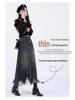 Women's High-Waisted Denim Midi Skirt, Autumn 2025: Slimming A-Line with Split, Fringe, and Hip-Hugging Design