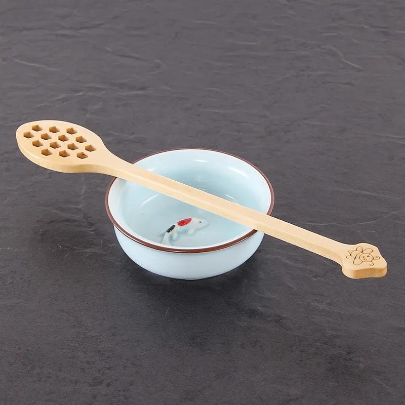 Wooden Honey Coffee Spoon Long Mixing Bee Tools Stirrer Muddler Stirring Stick Dipper Wood Carving Spoons YLE009