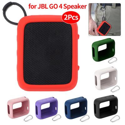 Lot de 2 coques de protection en silicone anti-rayures avec mousqueton pour enceinte Bluetooth portable JBL GO 4