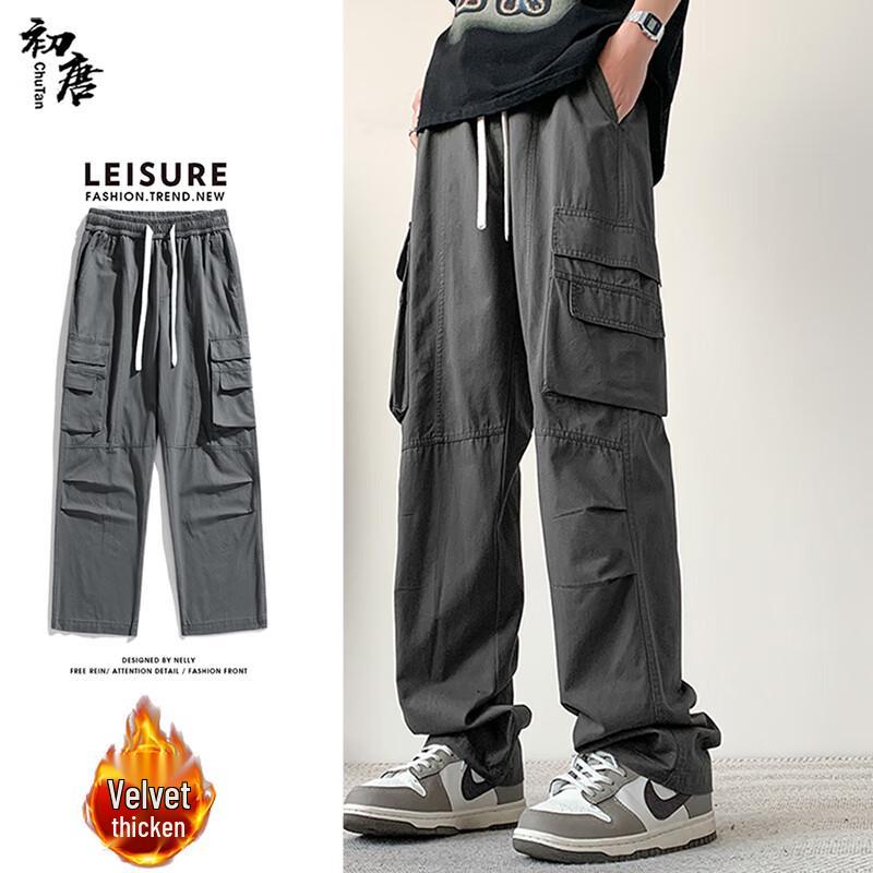 Men s Fleece-Lined Multi-Pocket Cargo Pants L
