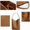 Women's Lychee Pattern Cowhide Bucket Bag - Large Capacity, Commuter Style, Single Shoulder, Lightweight Genuine Leather