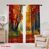 Set Of 2 Flat Printing Window Drapes Autumn Mountain Road Versatile Polyester Fabric Without Electricity Festive Backdrops Curtains Made
