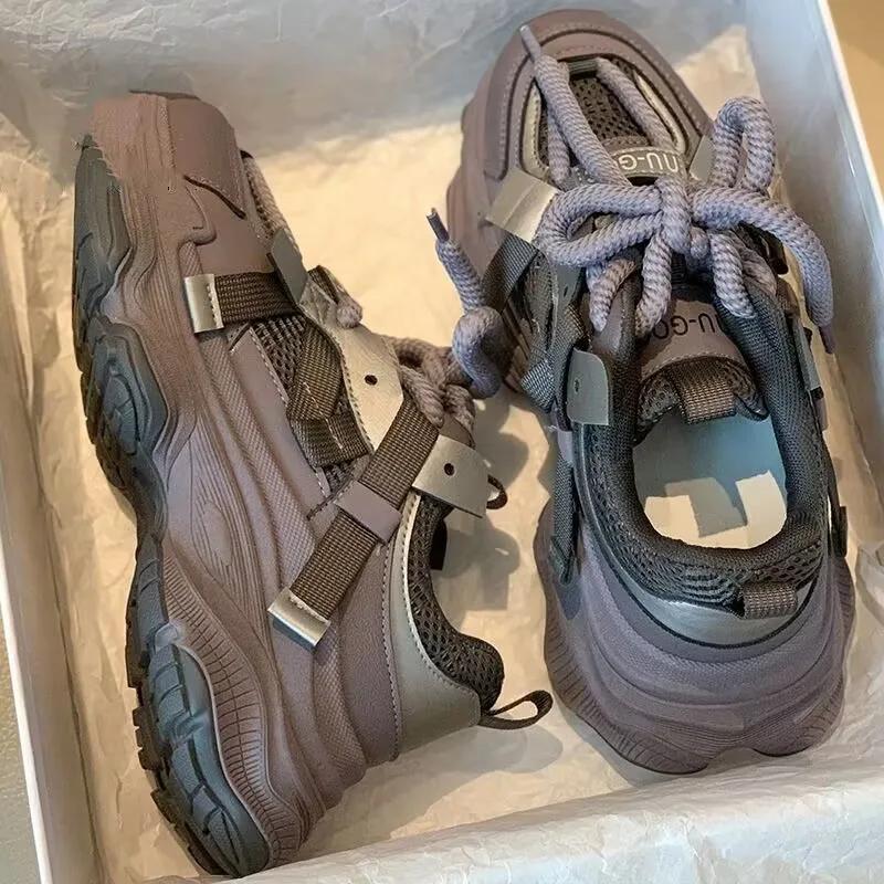 

Fashion Women Chunky Platform Sneakers 2025 Spring New Thick Soles Comfort Thick Bottom Shoes Ladies Thick Soles Lace Up Casual Shoes 40 фиолетовый