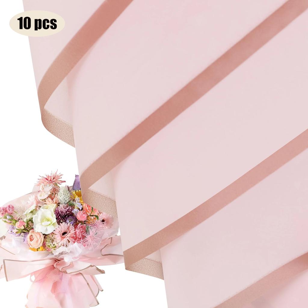 10 Sheets Flower Wrapping Paper with Golden Edges, Waterproof Bouquet Packaging - Ideal for DIY Weddings & Birthdays 2035