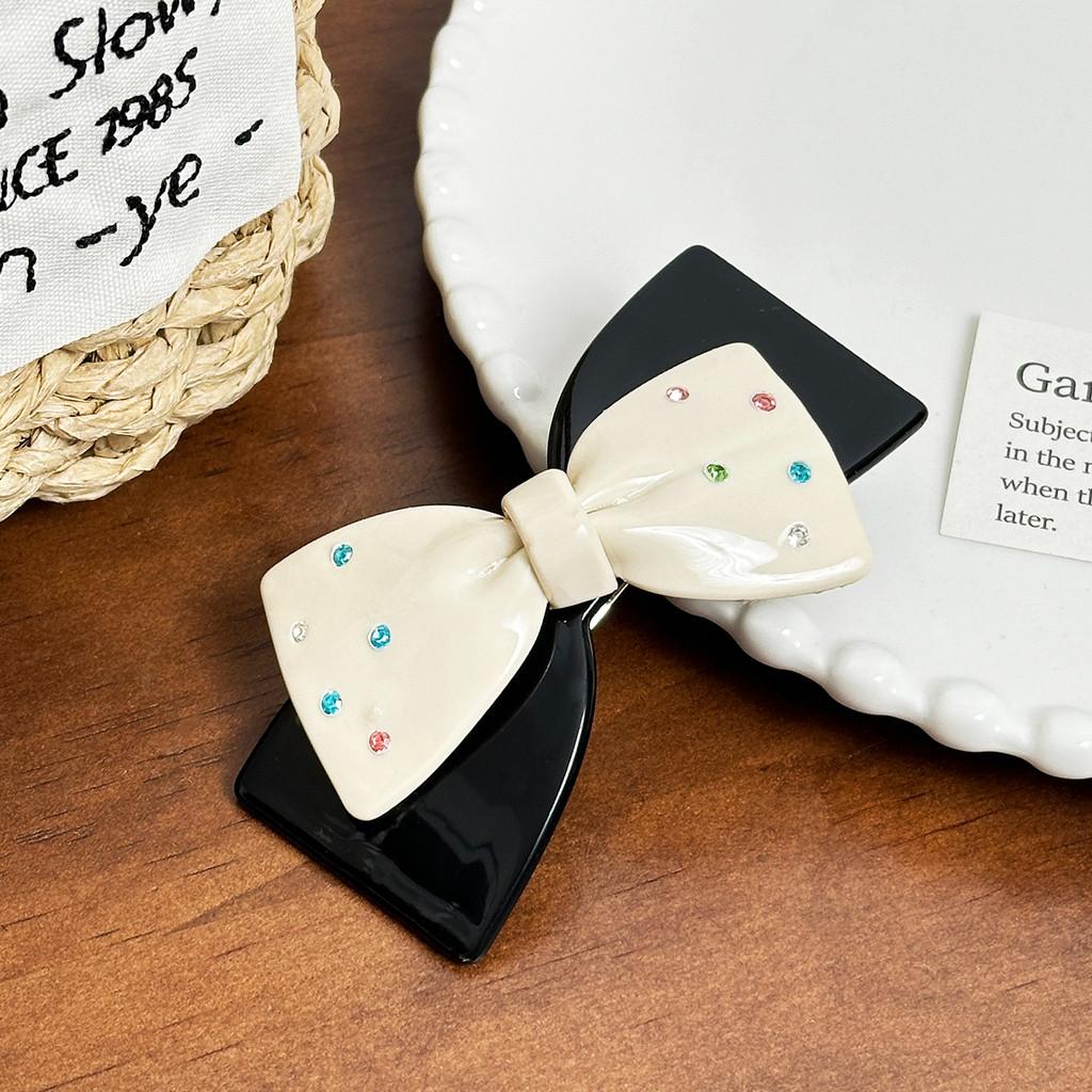 Elegant Spring Clip Bow Hair Accessory For Women Beautifully Crafted With Rhinestones
