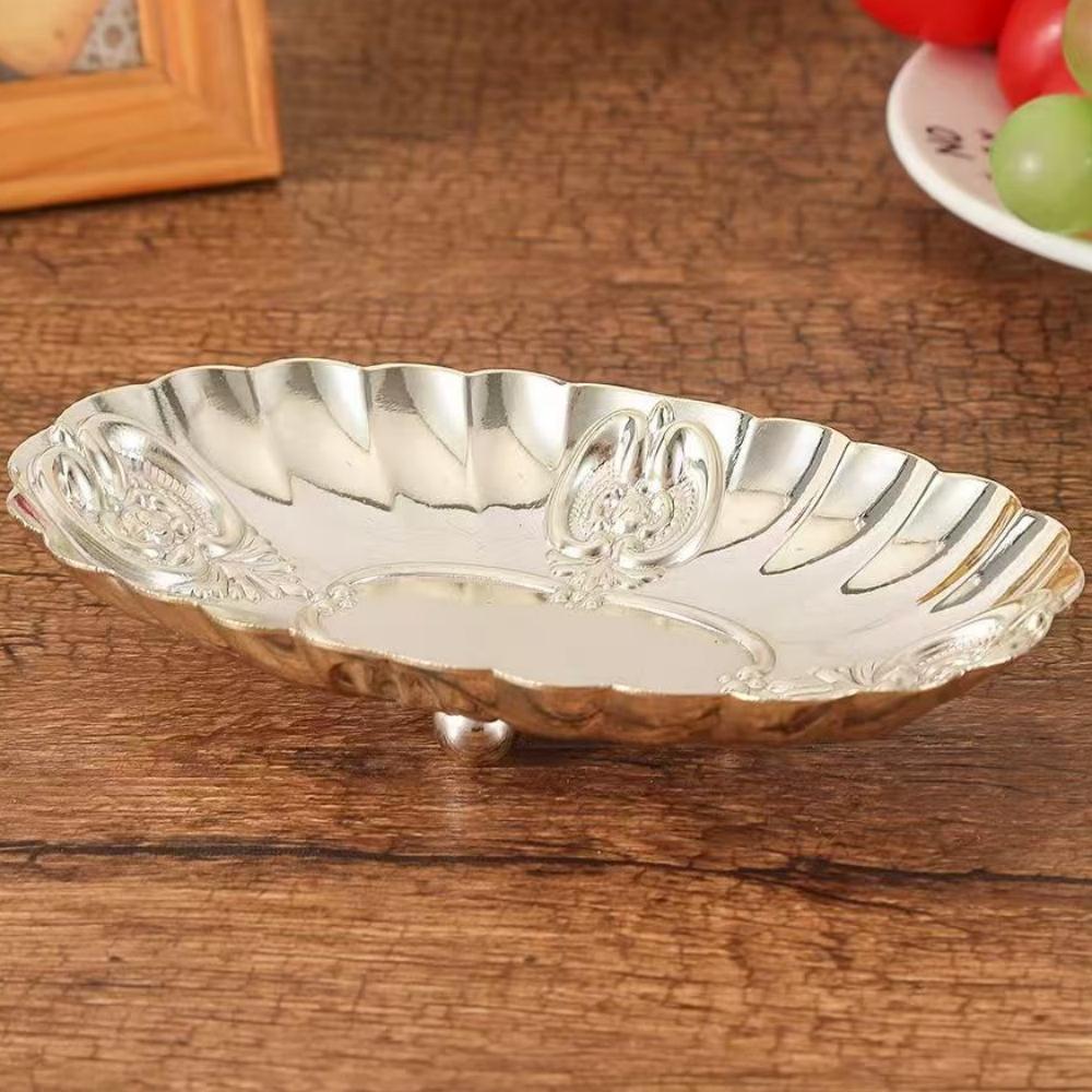 European Fruit Plate,Golden Alloy Exquisite Luxury Shell Shape Tray,Food Snack Candy Disc,Wedding Cake Disc Desktop Decoration
