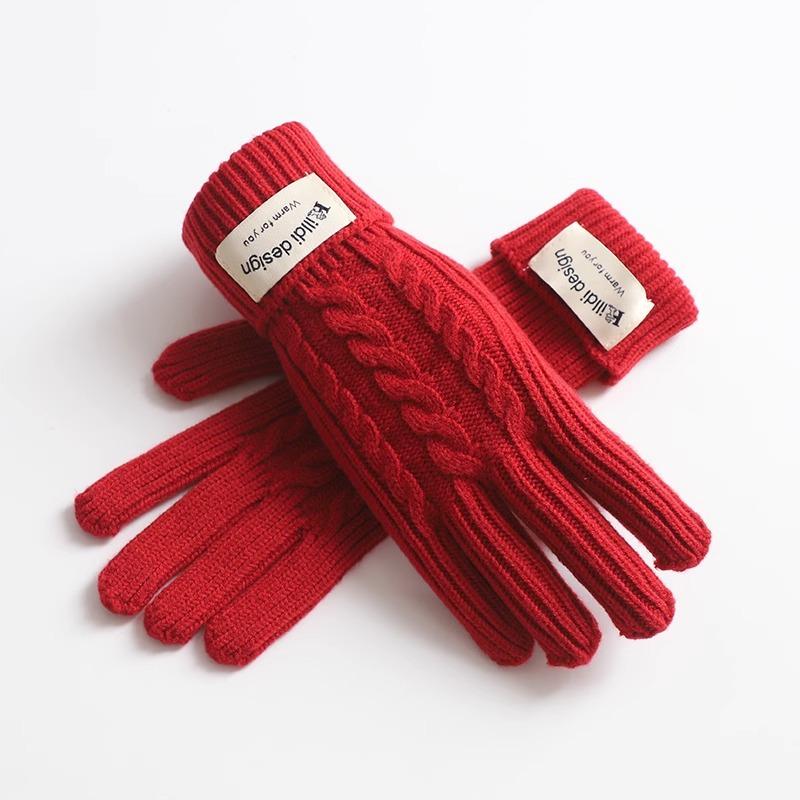 

Two Pieces of Red Knitted Headgear Caps for Autumn and Winter Ear Protection Headgear Caps Neck Scarves and Gloves One Size