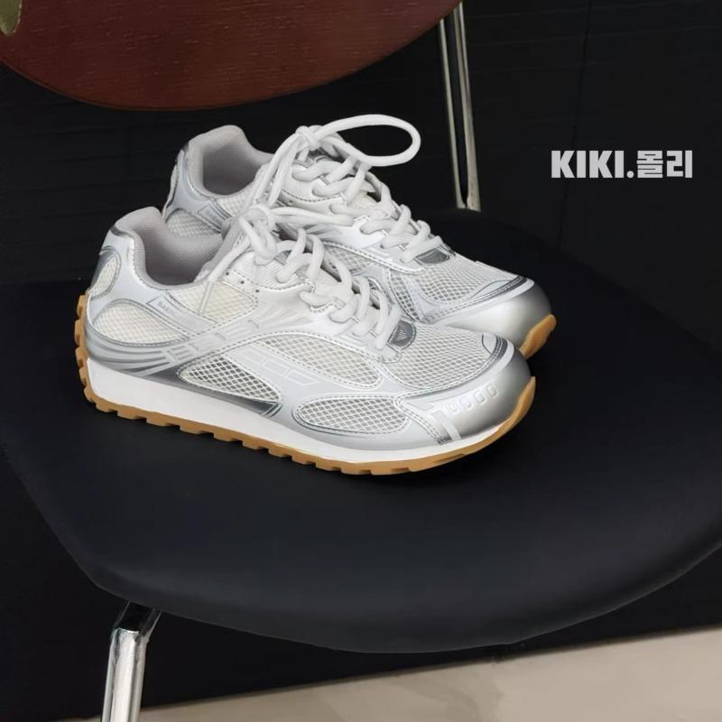 Daddy Shoes Women's Leather Platform Silver Casual Sneakers Sneakers Tide