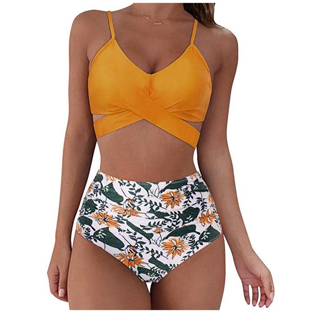 Women's Summer Sexy Solid Color Split Two-Piece Bikini Swimsuit