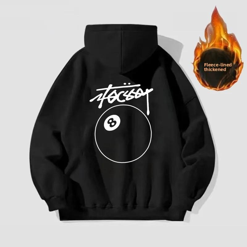 Trendiger Herren-Hoodie Sweatshirt Herbst Winter Pool-Print Schwergewicht Locker Vielseitig Paar-Hoodie Lässige Streetwear