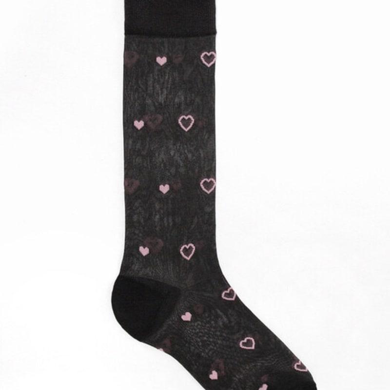 SOCKS APPEAL Pink Heart Mid Calf 30d Black