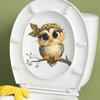 Self-adhesive Toilet Stickers Cute Big Eyes Owl On Branch for Bathroom Home Decor