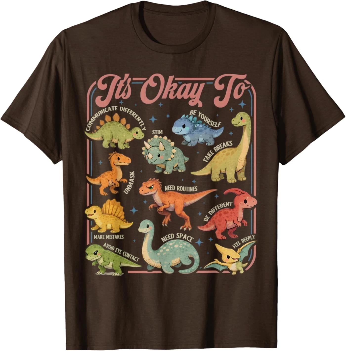 It’s Ok to Be Different Autism Dinosaur Autism Acceptance T-Shirt M