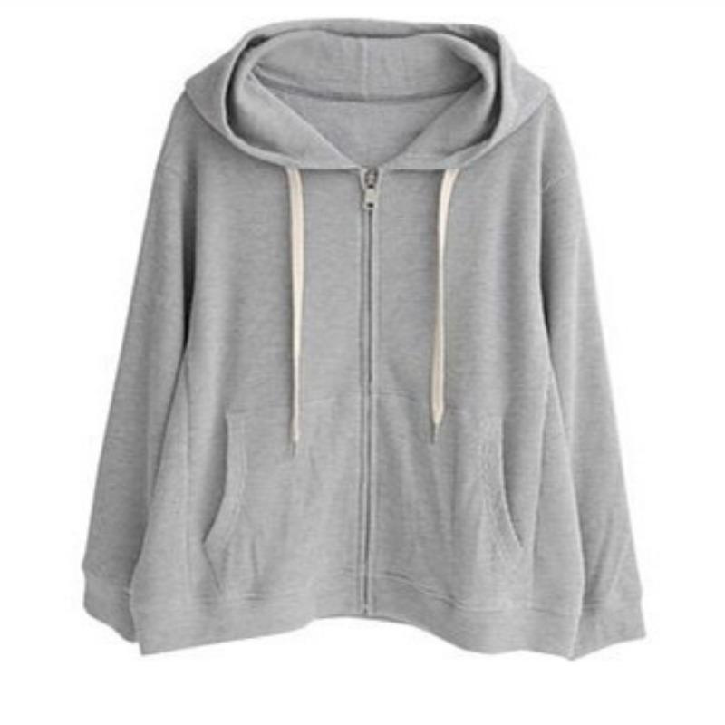 

Новая корейская версия весенне-осенней вафельной толстовки, свободная и тонкая повседневная куртка с капюшоном, дизайн топа для женщин 2XL серый