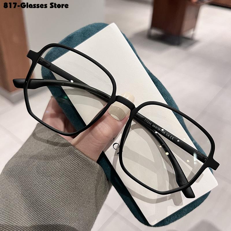 

Ультралегкие очки для близорукости, мужские и женские очки с минусом диоптрий, модные очки большого размера с квадратной оправой для близорукости -3.0