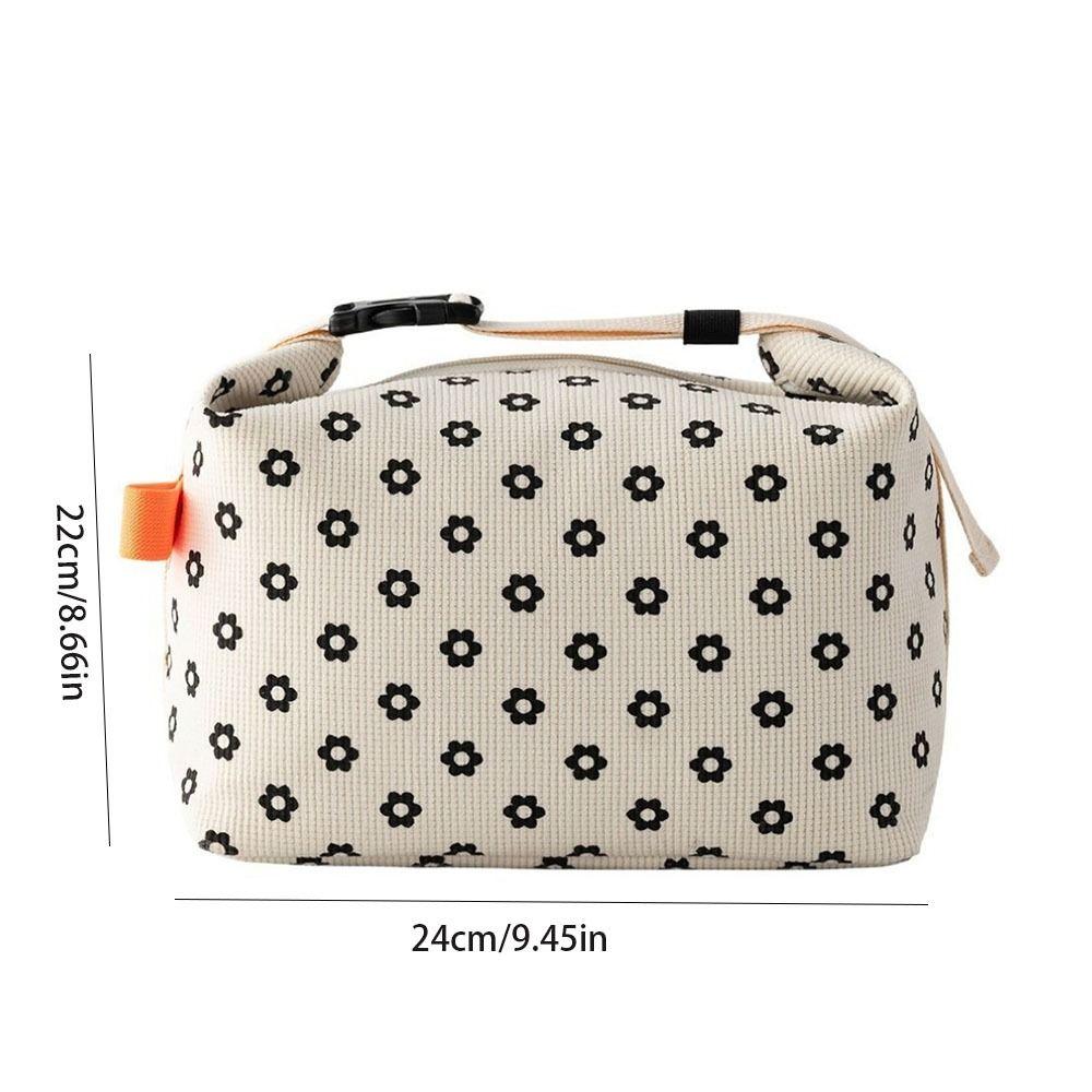 Waterproof Floral Corduroy Lunch Bag Floral Printed Picnic Bag Outdoor Camping