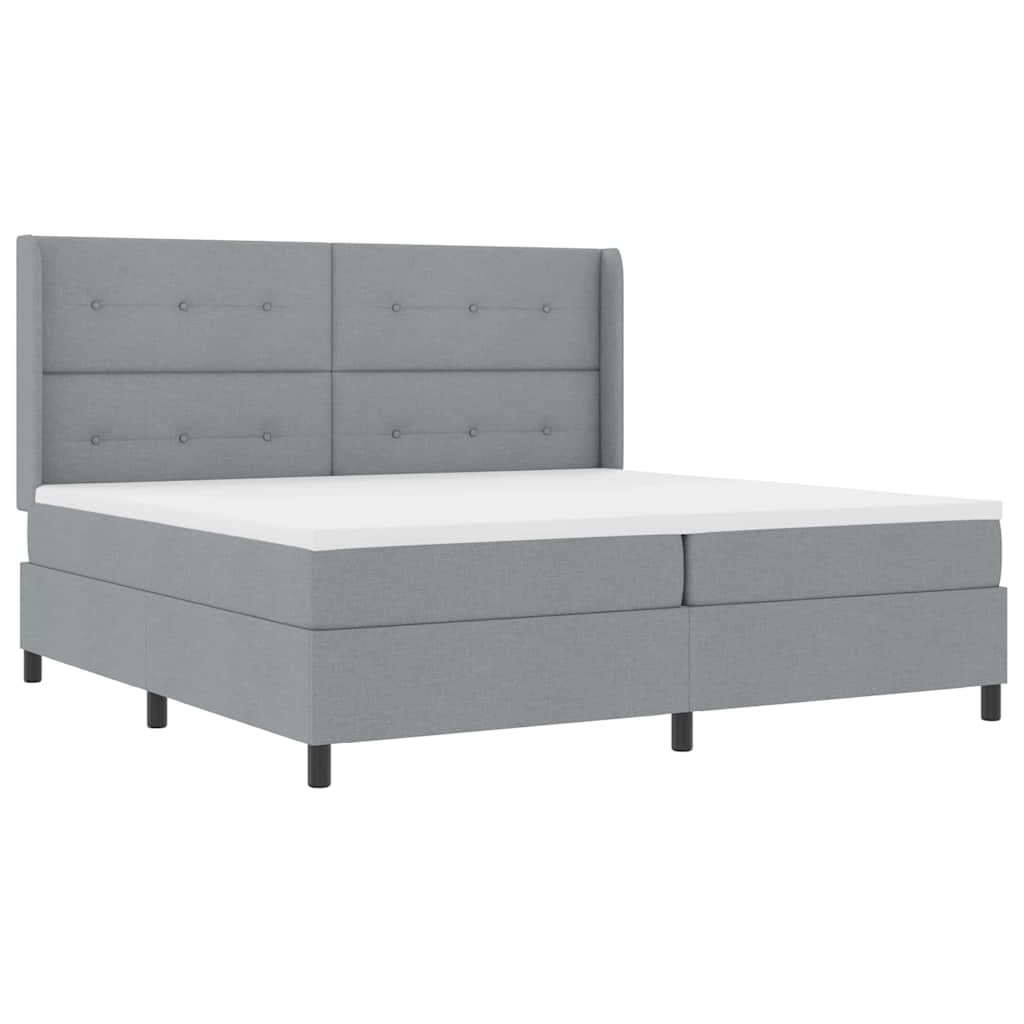 Box Spring Bed with Pillows Light Gray 200 x 200 cm Fabric