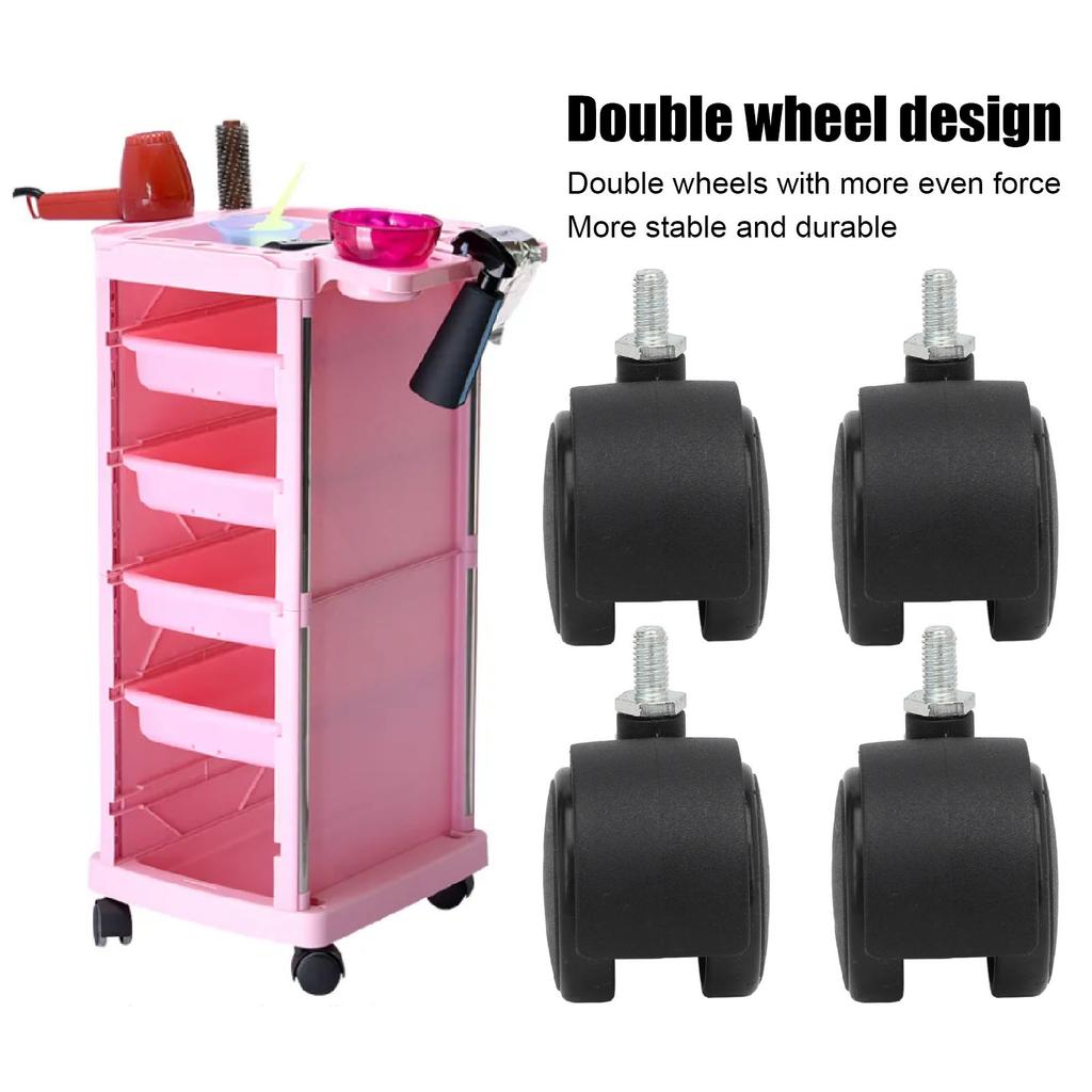 4pcs Swivel Caster Wheels 360 Degree Rolling Uniform Force Double Wheel Design Caster Wheels for Desks Cabinets Shelves