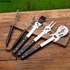Stainless Steel Grilling Tool Set Easy Draining Wooden Handle BBQ Shovel Fork Clamp Comfortable Grip with Storage Bag