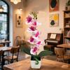 7 Flowers Artificial Orchid Potted Flowers Pink White Pot Artificial Faux Plants Multi-Bloom Plastic Fake Flower Bonsai