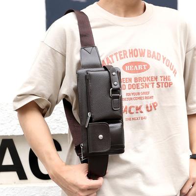 Men's Waist Bag Vintage PU Male Fanny Pack Male Shoulder Chest Bags for Phone Hip Sack Belt Pouch Bag Waterproof Messenger Bag