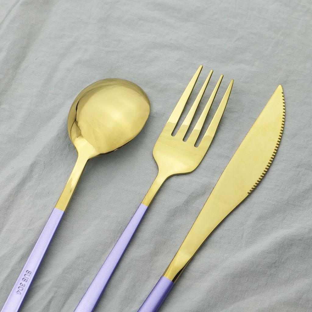 Pink Gold Cutlery Set 18/10 Stainless Steel Dinnerware Set 24Pcs/Set Knives Fork Spoon Dinner Flatware Set Kitchen Tableware Set