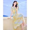 Petite V-Neck A-Line Ruffle Sleeve Midi Dress
