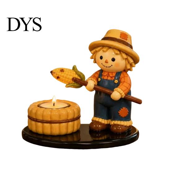 Decorative Resin Ghost Ornaments Halloween Campfire Tealight Holder, Mummy Scarecrow Cozy Home Atmosphere Accessories Candle Stand for Desk,