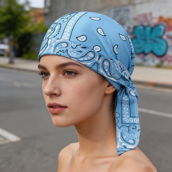 Cappello Turbante Rinfrescante Fantasia Paisley Vestibilità Elastica Cinghie Regolabili Foulard Cappello Tessuto Traspirante che Assorbe il Sudore Cappello da Ciclismo per Esterno