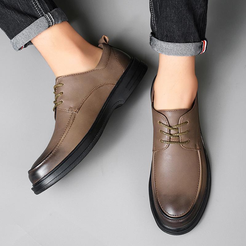 Autumn Leather Men's Shoes 2025 New First-layer Cowhide Polished Business Casual Leather Shoes Men's Autumn and Winter