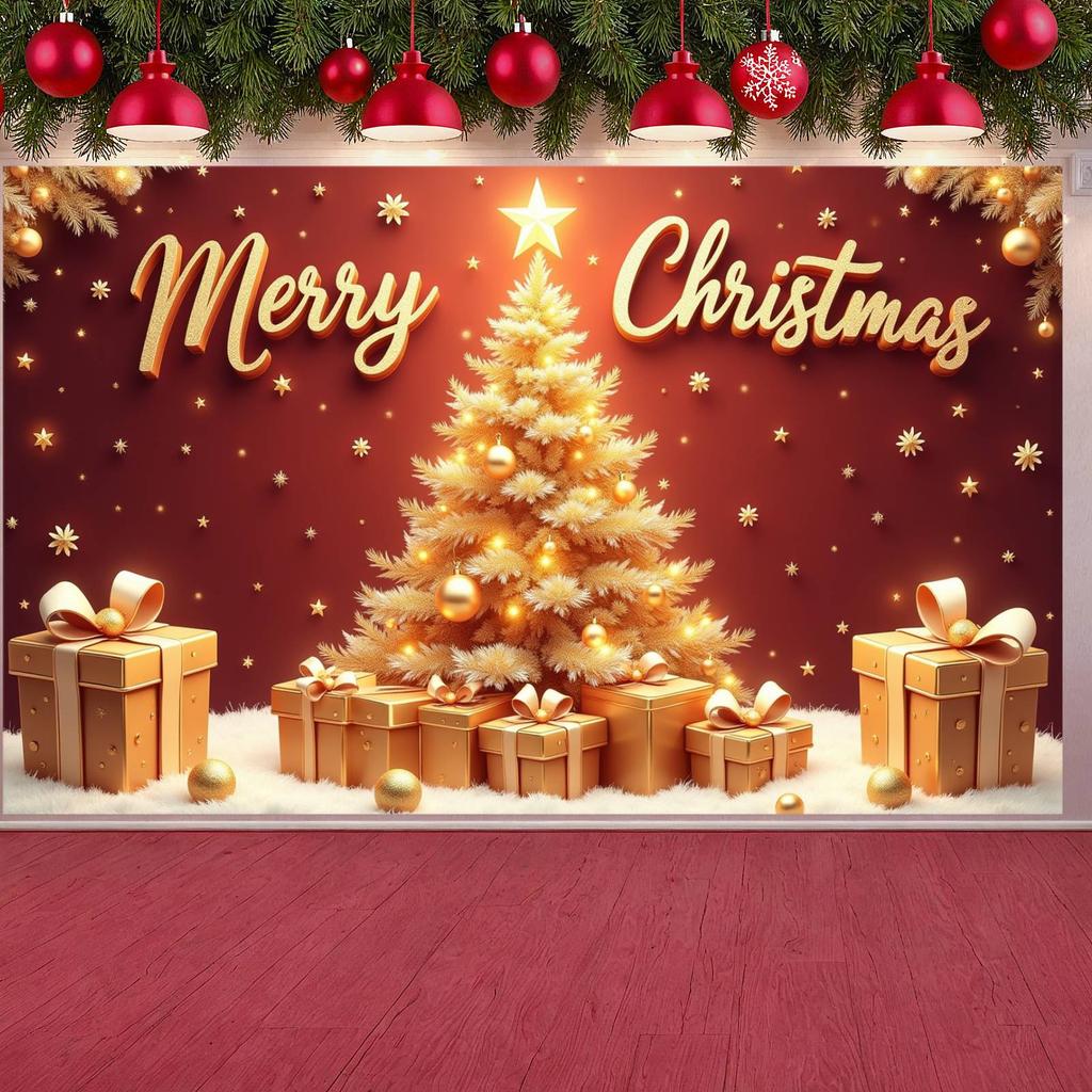 Christmas Banner Red Background Christmas Party Banner Xmas Banner Xmas For Holiday Celebration Xmas Event Christmas Party