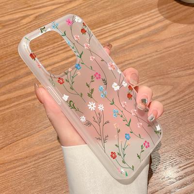 Handyhüllen für iPhone 11 13 15 Pro Max 12 14 Pro Max Hülle iPhone 16 15 Plus 13 Pro 12 Frosted Texture Painted Cartoon Flowers