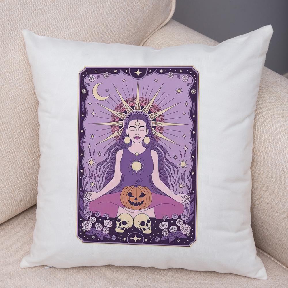 Witch Vibes Pillowcase Double Print Spooky Cats Cushion Cover Soft Plush Magic Potions Pillowe Case for Sofa Home Car
