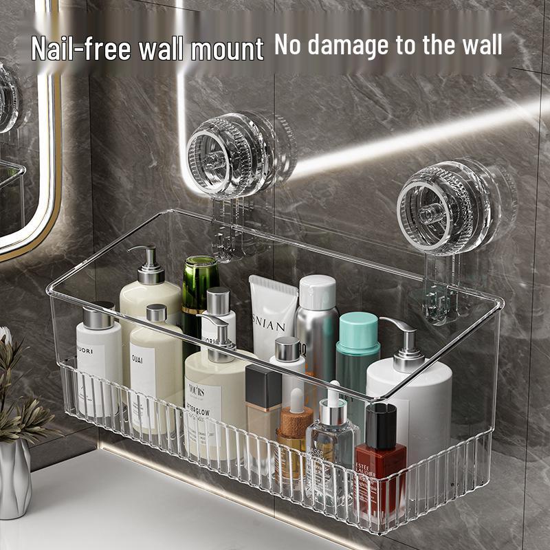 Elegant Faucet Suction Cup Storage Rack for Bathroom Cosmetics and Washbasin Essentials