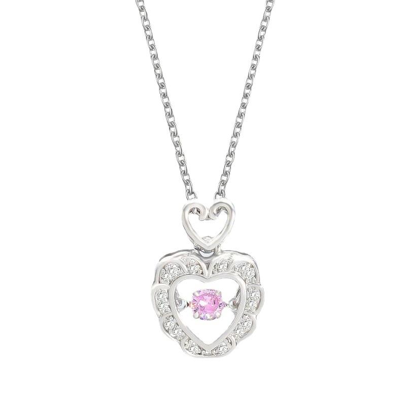 Smart Pink Diamond Love Necklace Women'S Light Luxury High-End Trend Versatile Heart Frequency Pendant Collarbone Chain