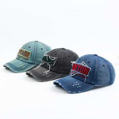Retro Denim Ripped Baseball Cap Men and Women Show Their Faces Small Casual Embroidered Peaked Cap Sun Hat