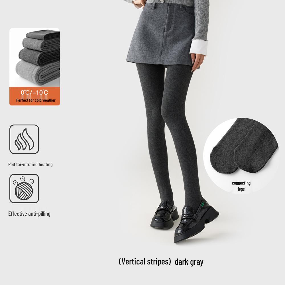 

Gray Cotton Striped Leggings: Thick, Warm, Foot-Length Pants for Autumn and Winter. Thin (130g)