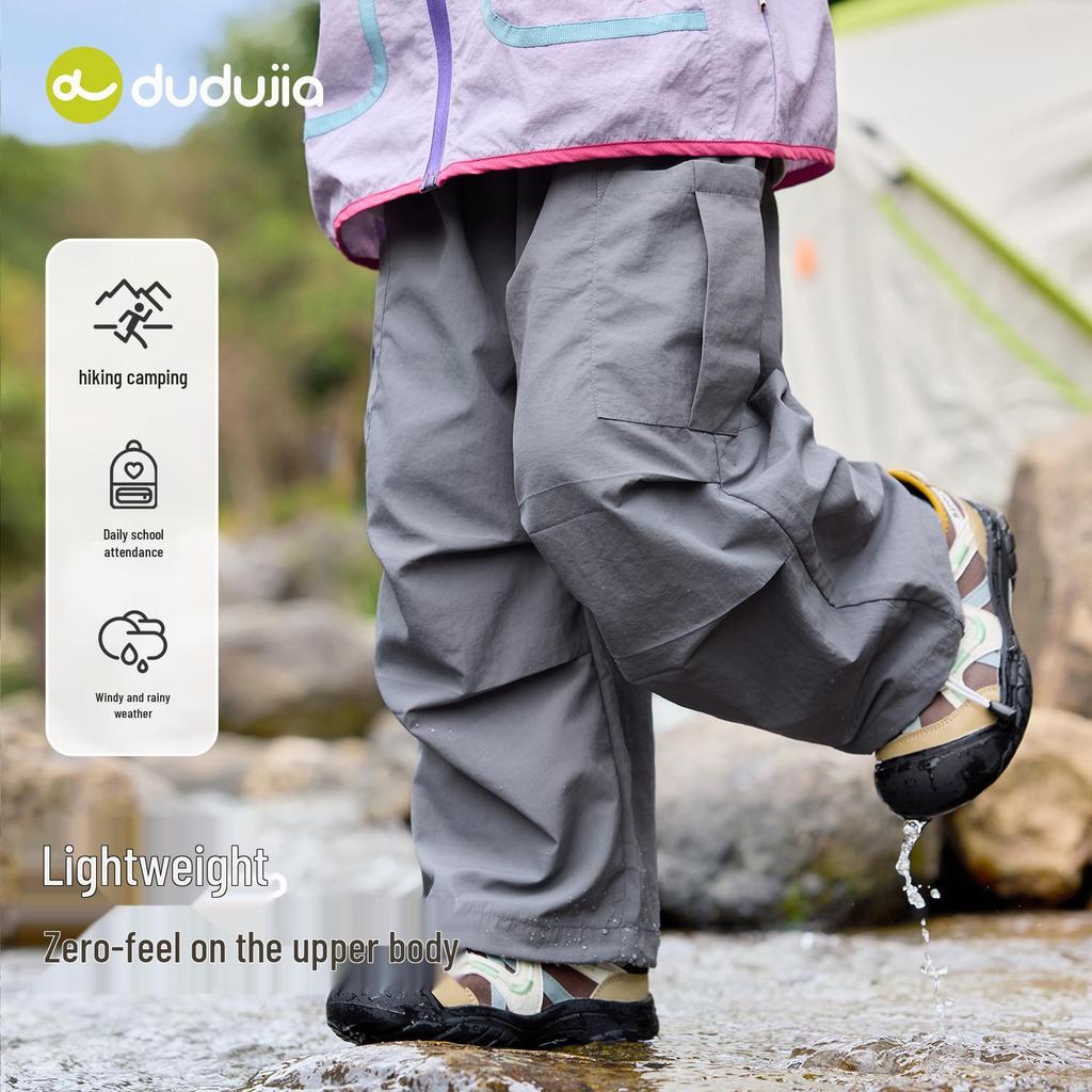 Dudu Home Girls' Wide Leg Cargo Pants - Spring Casual Outdoor Wear for Kids